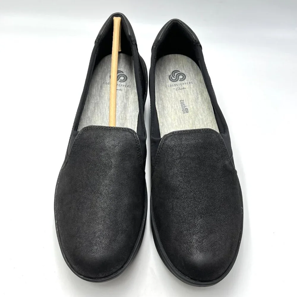 Clarks Womens Size‎ 11 Step Rose Moon Black Comfort Wedges Loafers Shoes New